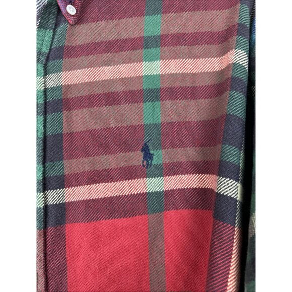 Ralph Lauren Men’s Large Custom Fit Plaid Flannel Shirt LS Button Front Red - Picture 7 of 9